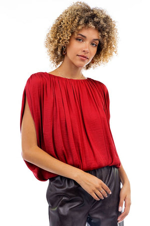 Grecian Drape Bubble Blouse