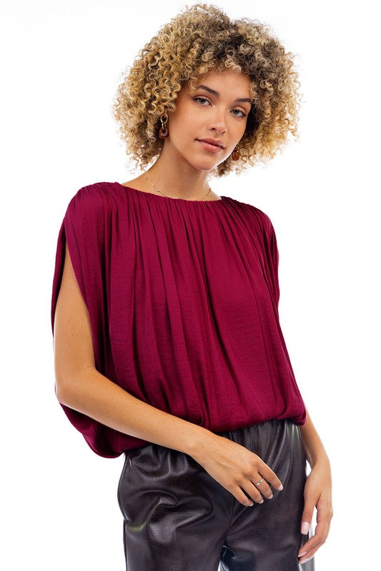 Grecian Drape Bubble Blouse