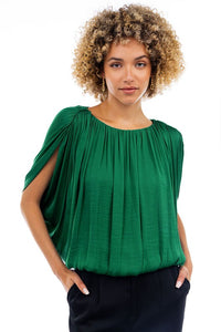 Grecian Drape Bubble Blouse