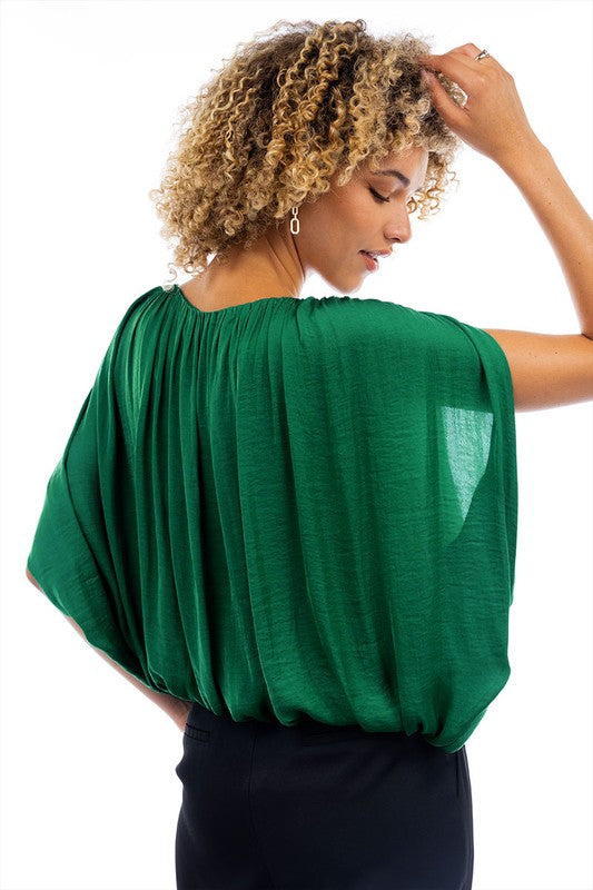 Grecian Drape Bubble Blouse