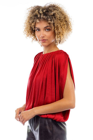 Grecian Drape Bubble Blouse