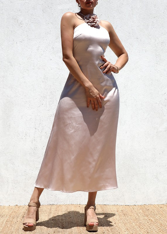 SATIN MIDI DRESS