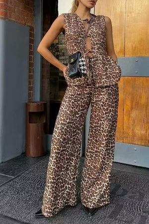 Animal Print Wide Leg Pant