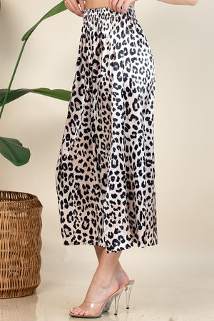 Animal Print Satin Playful Split Skirt