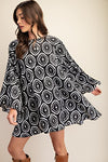 Printed Silky Flared Mini Dress