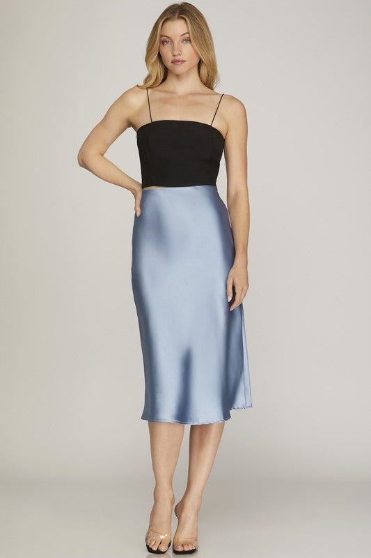 MIDI SATIN SKIRT