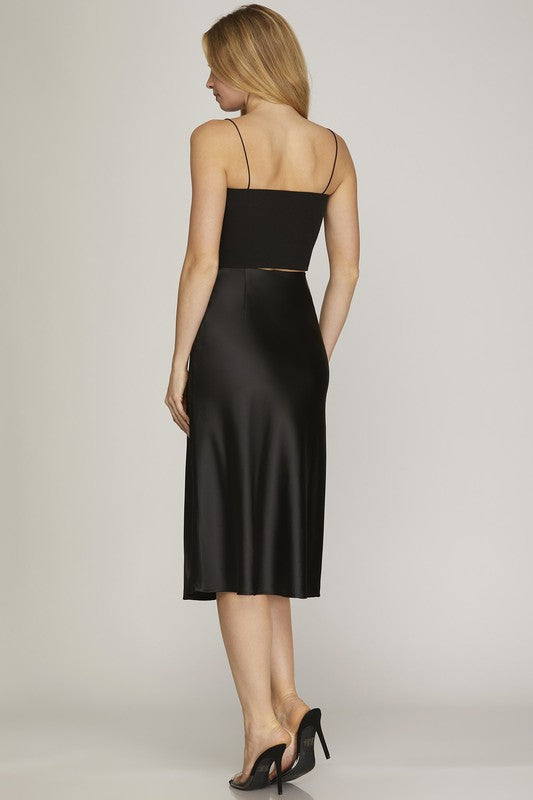 MIDI SATIN SKIRT