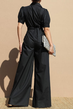 BURBER WOVEN BELTED JUMPSUIT