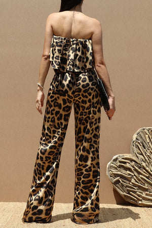 LEOPARD TUBE SATIN JUMPSUIT