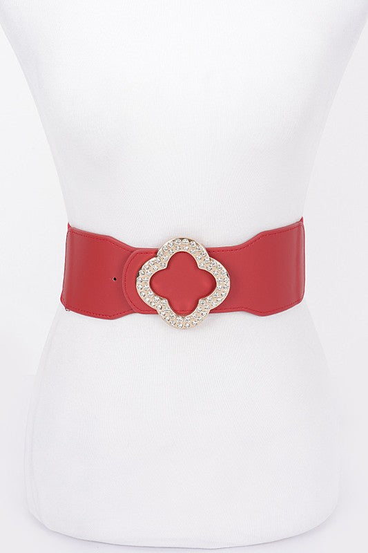 Faux Leather Metal metal Buckle Stretch Belt