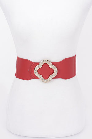 Faux Leather Metal metal Buckle Stretch Belt