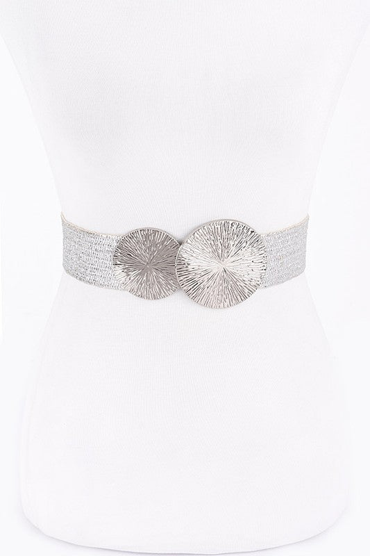 Round metal Buckle Stretch Belt