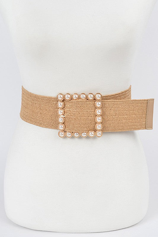 Pearl Buckle Elastic Belt