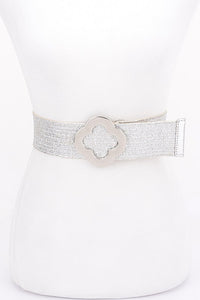 Metal Buckle Metallic Stretch Belt