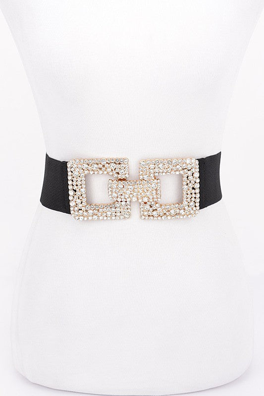 Rhinestone Buckle Elastic Belt