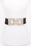 Rhinestone Buckle Elastic Belt