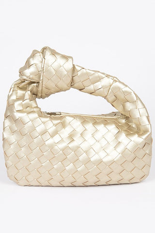 Faux Leather Braided Zip Bag