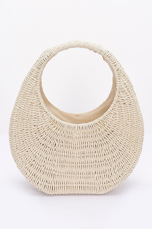 Faux Straw Hard Hobo Bag