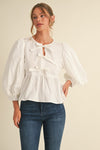 Bow Ties Peplum 3/4 Sleeves Top