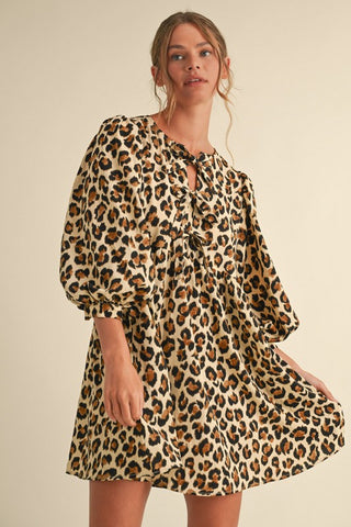 Leopard Printed Tie String Dress