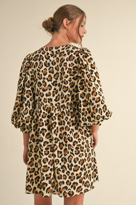 Leopard Printed Tie String Dress