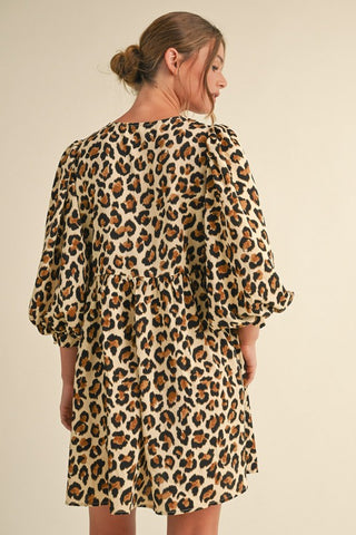 Leopard Printed Tie String Dress