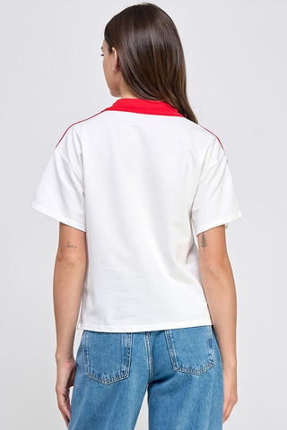 NECK ZIPPER GRAPHIC T SHIRT