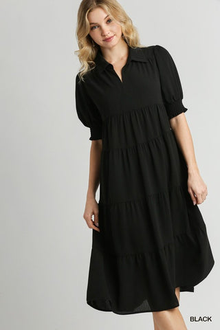 Collared Tiered Maxi Dress