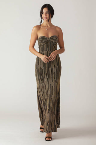 A metallic threaded woven maxi dress