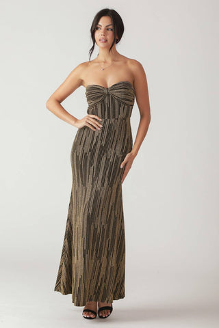 A metallic threaded woven maxi dress