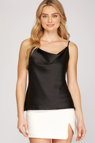 SATIN COWL NECK CAMI TOP