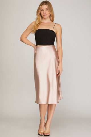 MIDI SATIN SKIRT