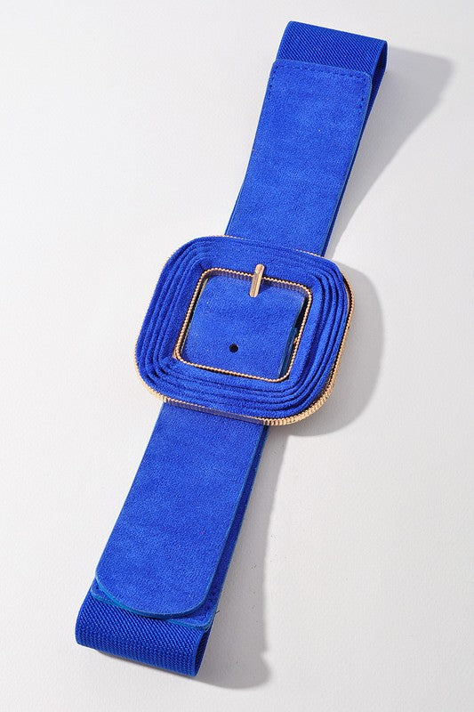 Elastic Belt with Layered Square Buckle