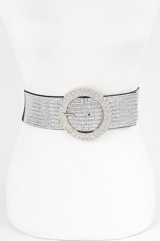 Rhinestone Buckle Elastic Belt