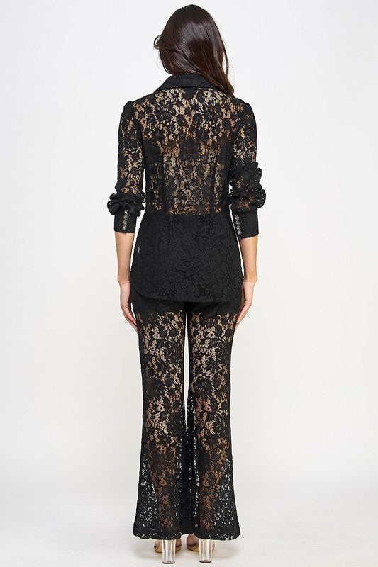 Lace Cut Out Sheer Pant