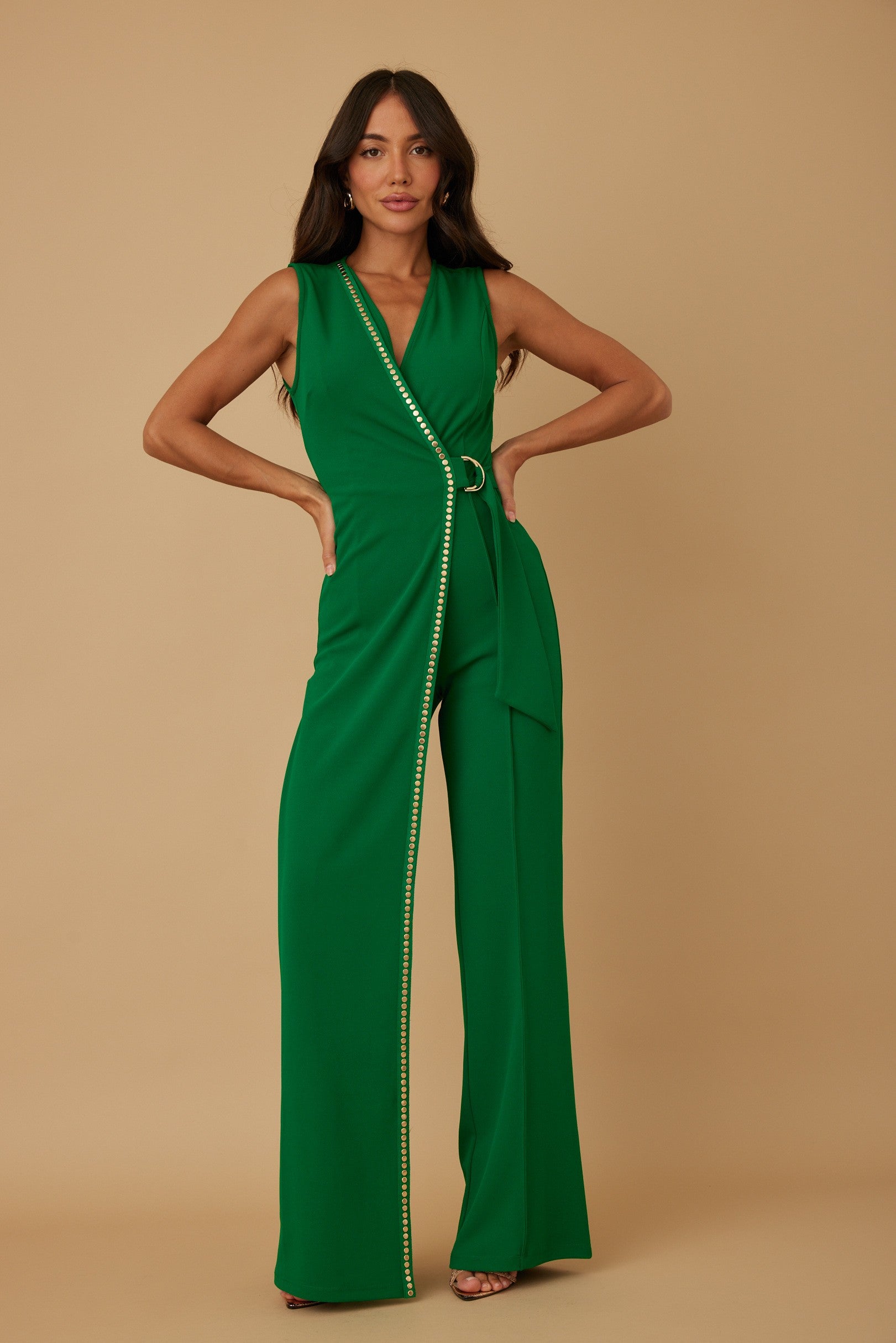 STUD TRIM JUMPSUIT