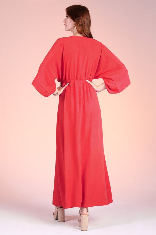 Matte Crepe Kimono Maxi Dress