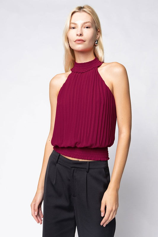 Smocked Mock Neck Top