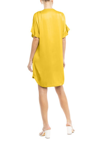 Drop Shoulder Ruffle Shirt Mini Dress