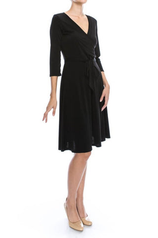 KNEE LENGTH WRAP DRESS