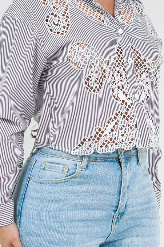 Striped button down blouse