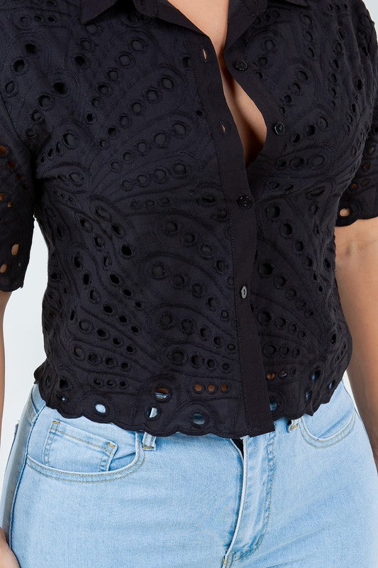 Eyelet ButtonDown Blouse