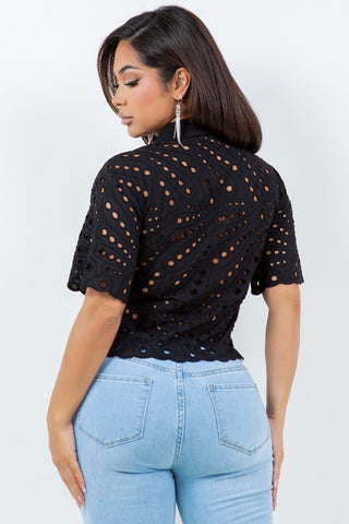 Eyelet ButtonDown Blouse