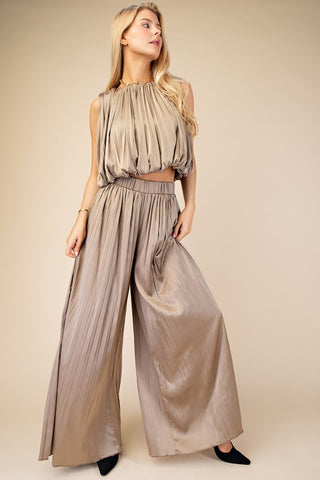 Pleats Pants With Elastic Waist