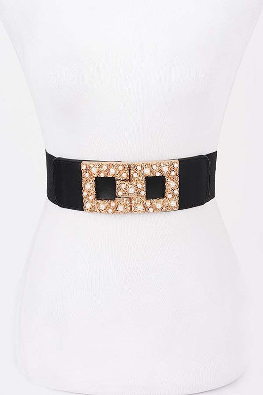 Pearl Metal Buckle Elastic Belt