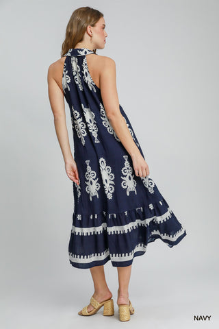 Two Tone Abstract Border Print Dress