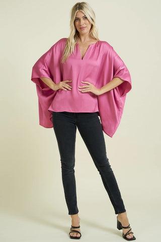 kimono sleeves relaxed fit V neck top