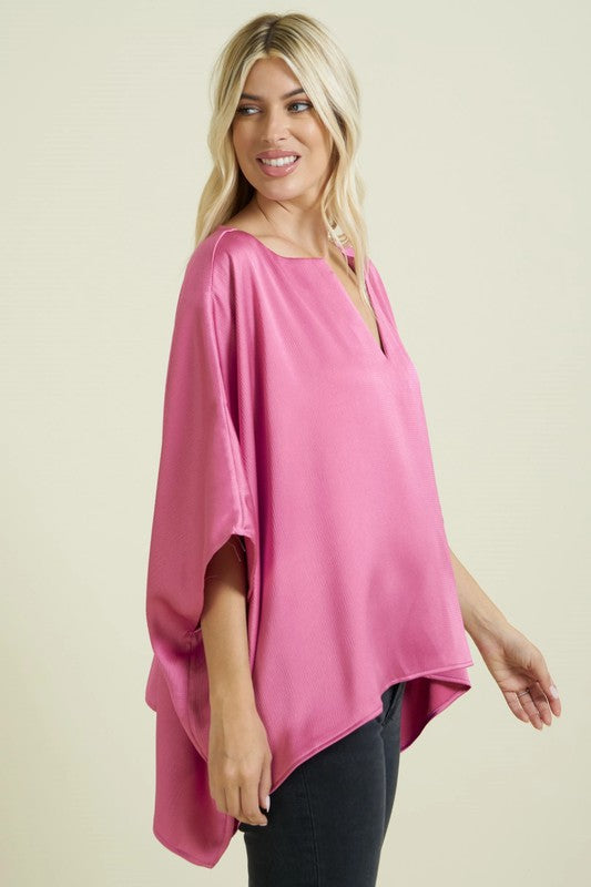 kimono sleeves relaxed fit V neck top