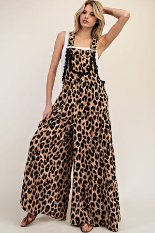 Cheetah Printed Wide Leg Jumpsuit