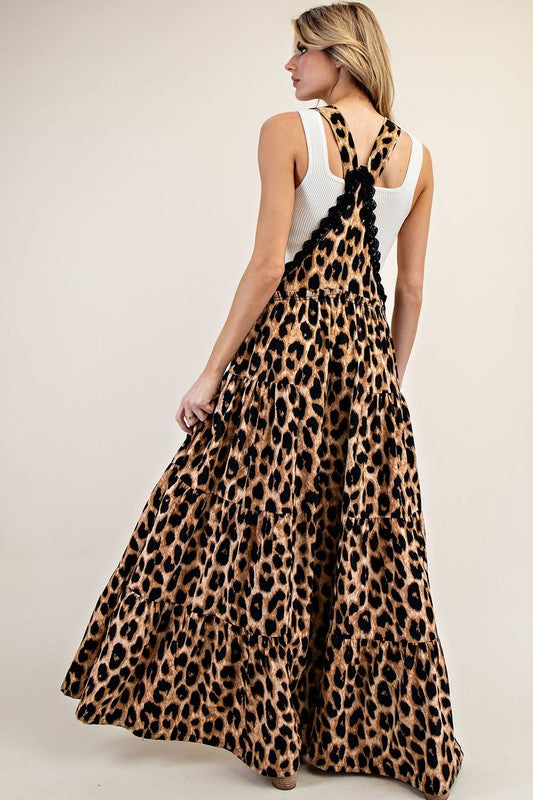 Cheetah Printed Wide Leg Jumpsuit